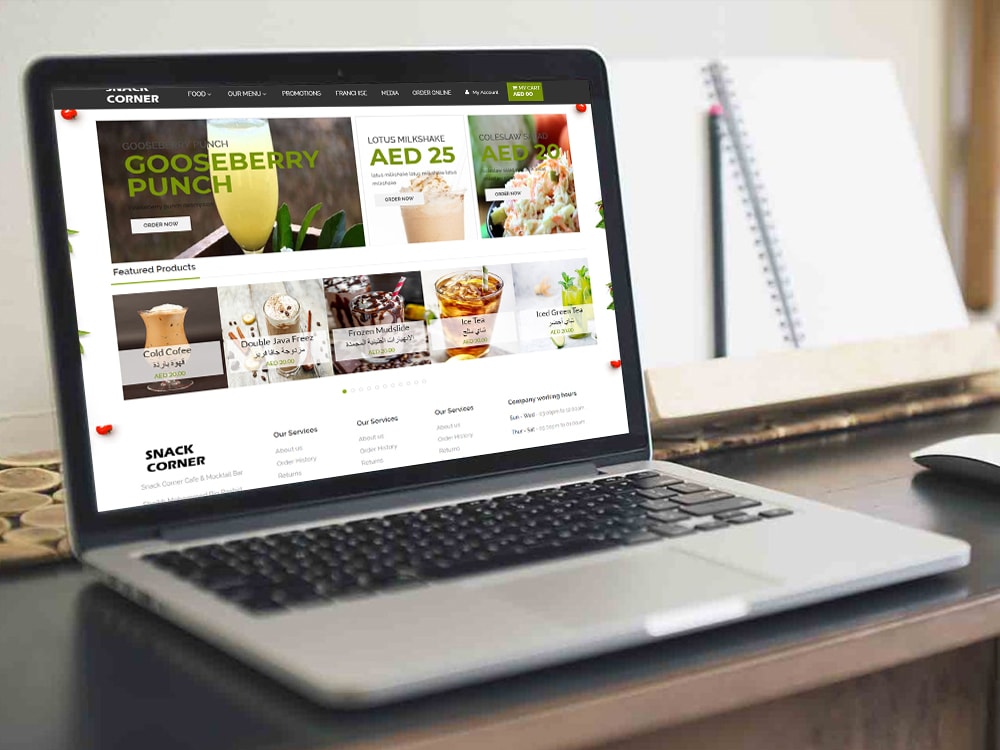 Snack Corner Dubai Website Created by Promiza IT Solutions